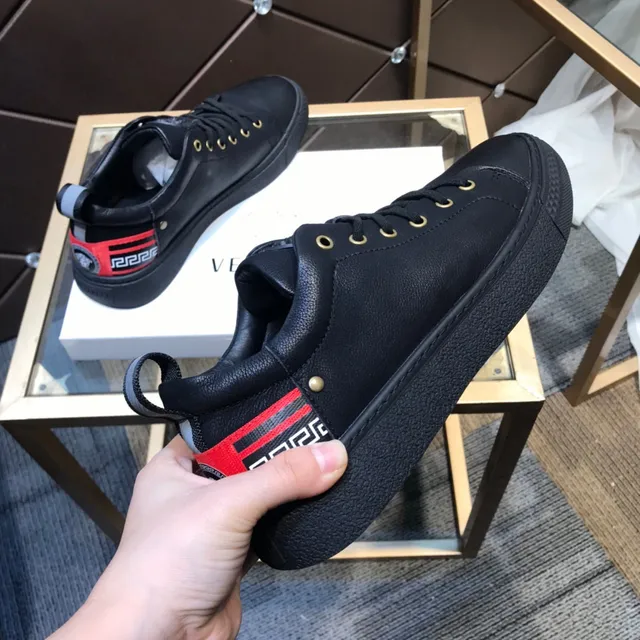 Versace Chain Reaction Black Leather Lifestyle Sneakers 6