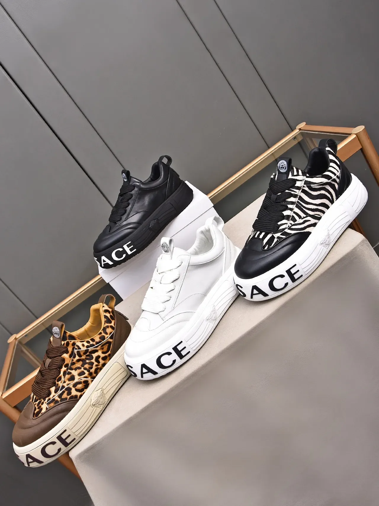 Versace Chain Reaction Black Leather Platform Lifestyle Sneakers 2