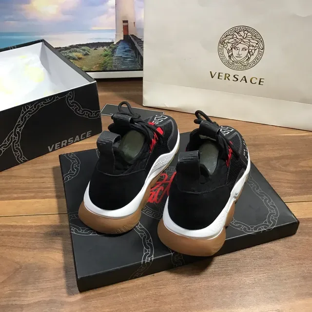 Versace Chain Reaction Black Red White Lifestyle Sneakers 3