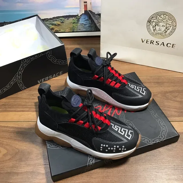 Versace Chain Reaction Black Red White Lifestyle Sneakers 5