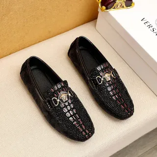 Versace Chain Reaction Croc-Embossed Medusa Loafers