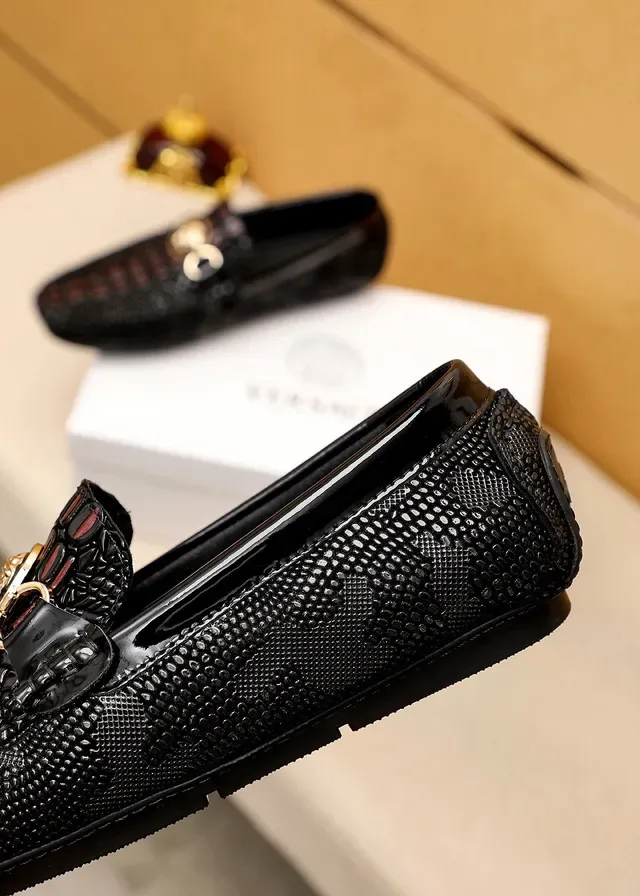 Versace Chain Reaction Croc-Embossed Medusa Loafers 2
