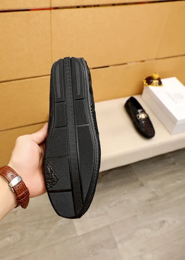 Versace Chain Reaction Croc-Embossed Medusa Loafers 3