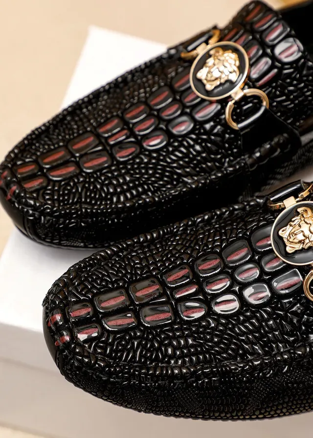 Versace Chain Reaction Croc-Embossed Medusa Loafers 5