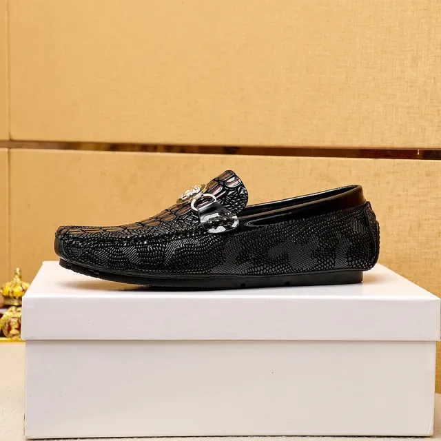 Versace Chain Reaction Croc-Embossed Medusa Loafers 6