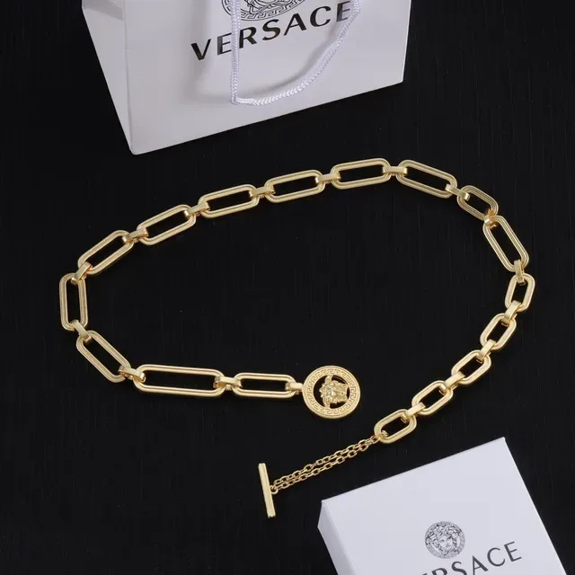 Versace Chain Reaction Gold-Tone Rectangular Link Necklace 2