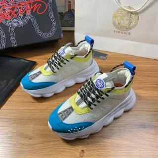 Versace Chain Reaction Tênis Chunky Branco Amarelo Azul