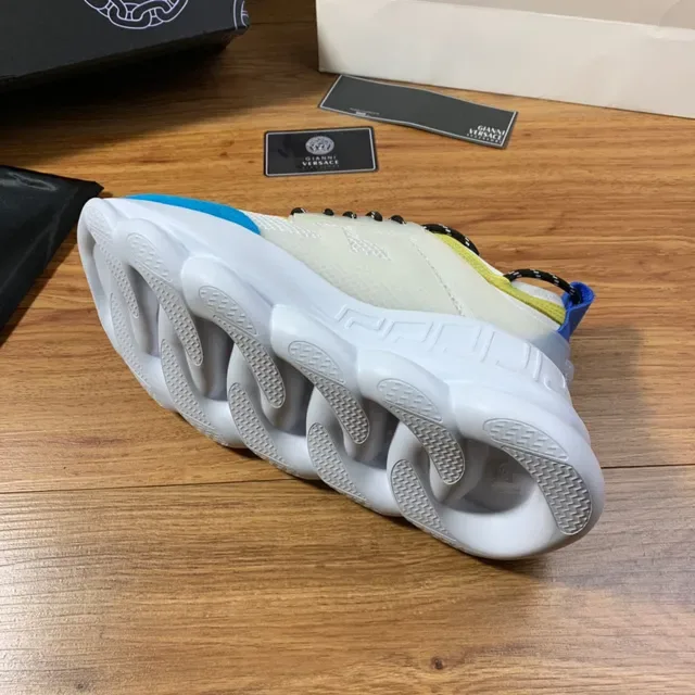 Versace Chain Reaction White Yellow Blue Chunky Sneakers 3