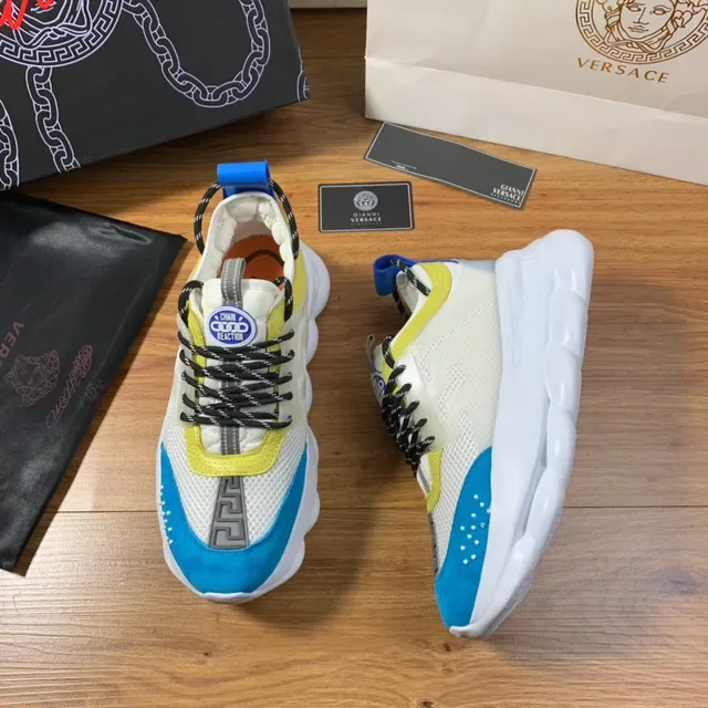 Versace Chain Reaction White Yellow Blue Chunky Sneakers 5