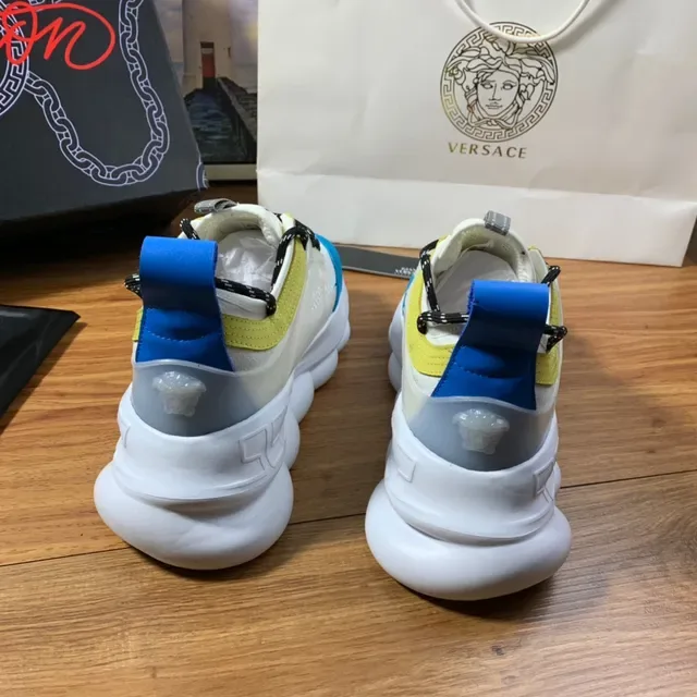 Versace Chain Reaction White Yellow Blue Chunky Sneakers 6