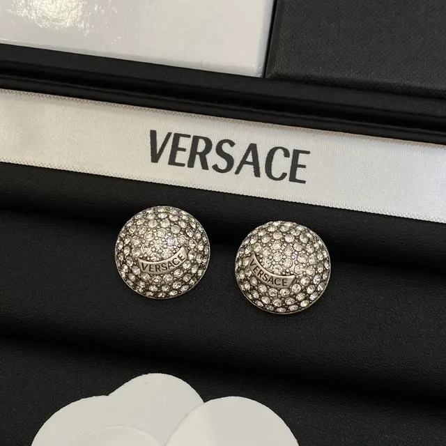 Versace Crystal-Paved Logo Stud Earrings 4