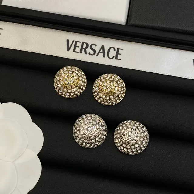 Versace Crystal-Paved Logo Stud Earrings 6