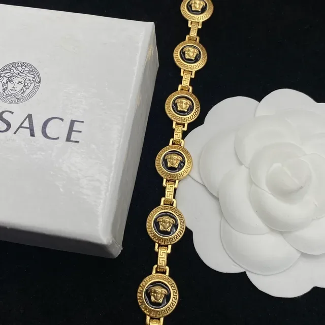 Versace Greca Odissea Medusa Medallion Bracelet doré noir émail 4