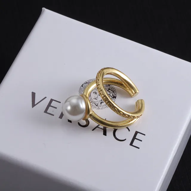 Versace Greca Odissea Anéis abertos de dupla banda de pérolas 5