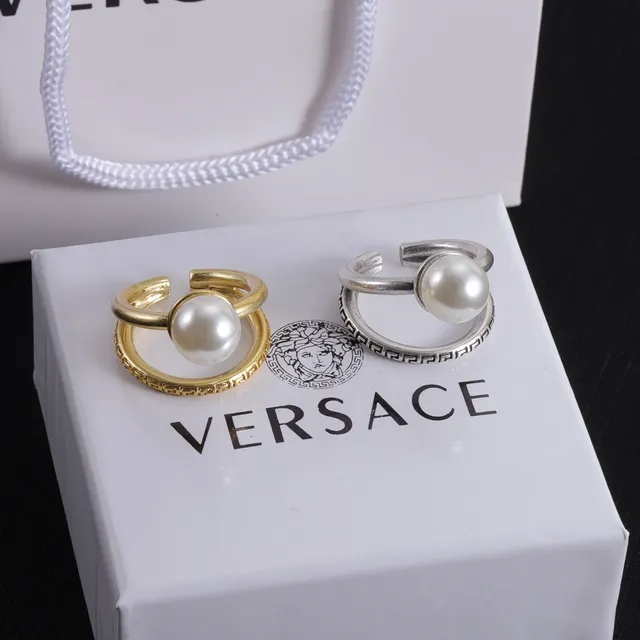 Versace Greca Odissea Anéis abertos de dupla banda de pérolas 6