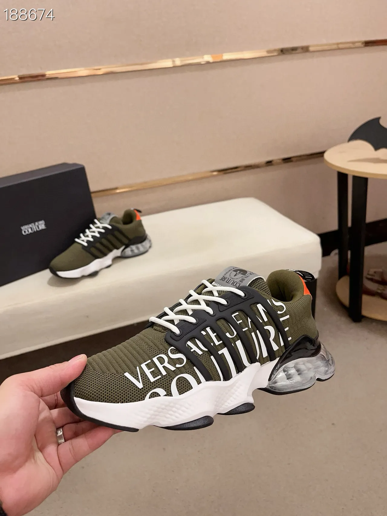 Versace Jeans Couture حذاء رياضي سميك أخضر زيتوني 5