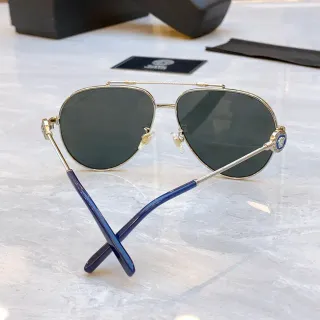 Versace Medusa Aviator Gold-Tone and Navy Blue Sunglasses