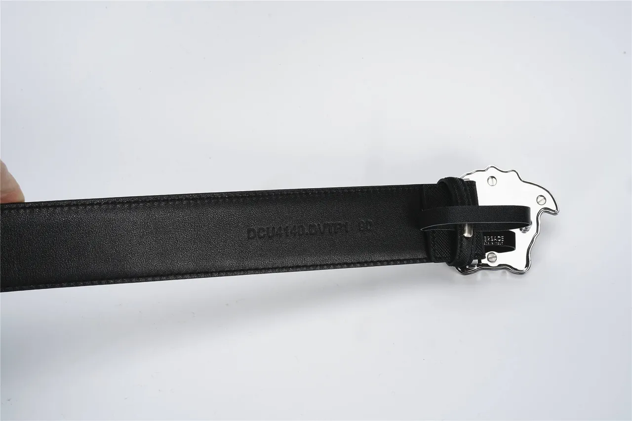 Versace Medusa Belt Black Textured Leather Belt 7