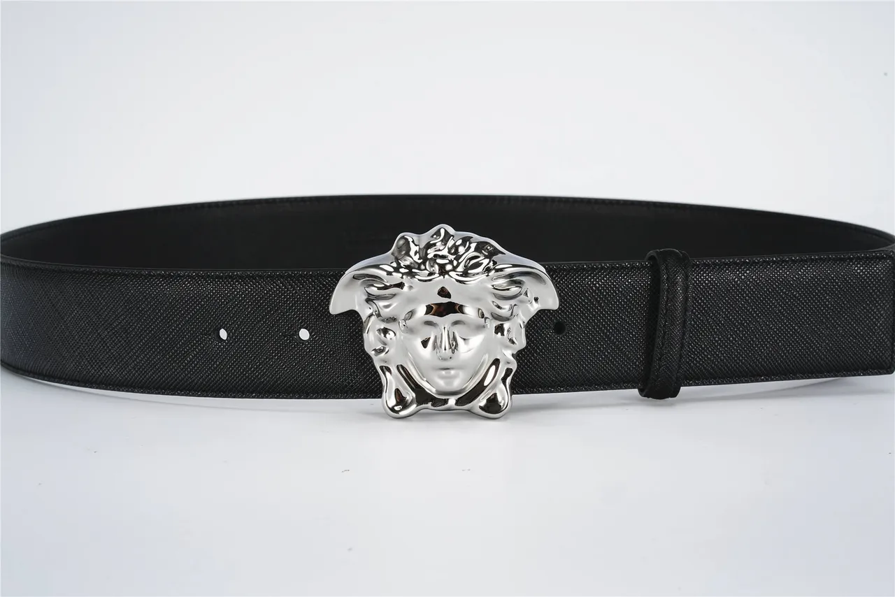 Versace Medusa Belt Black Textured Leather Belt 8