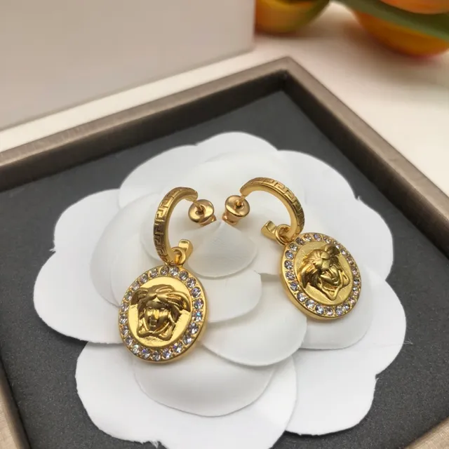 Versace Medusa Gold Silver Pendant Earrings 3