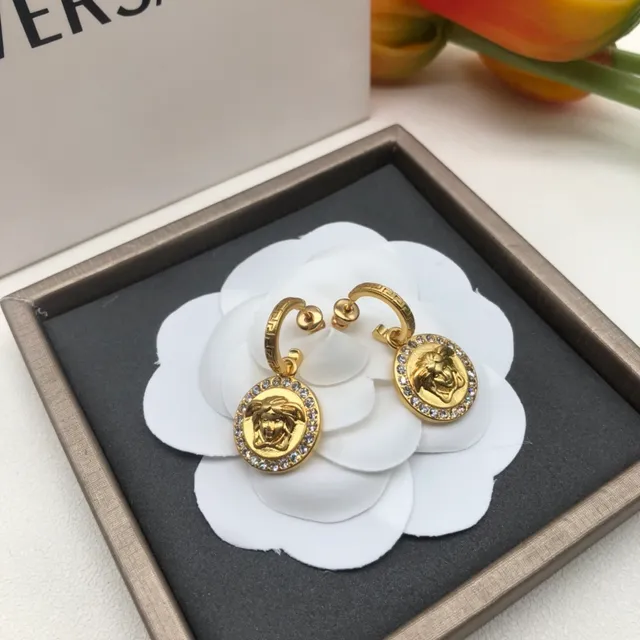 Versace Medusa Gold Silver Pendant Earrings 6