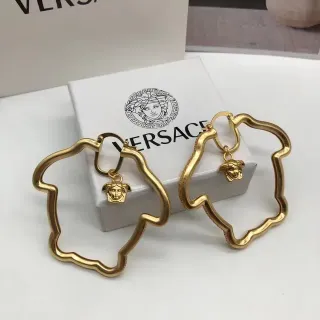 Versace Medusa Pendientes Aro Oro Forma Irregular Colgante Encanto