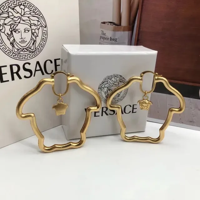 Versace Medusa أقراط دائرية ذهبية غير منتظمة معلقة تعويذة 5