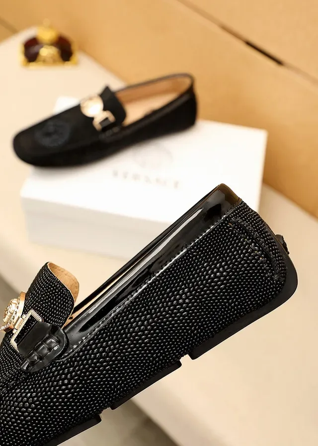 Versace Medusa Loafer Black Textured Leather Loafers 3