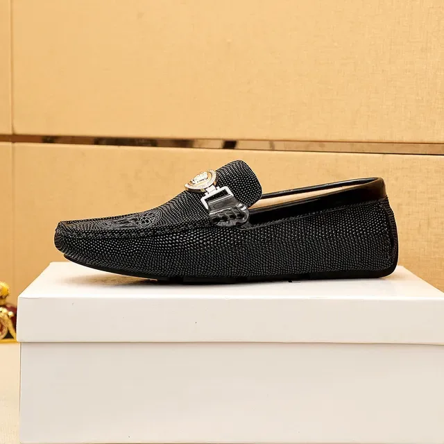 Versace Medusa Loafer Black Textured Leather Loafers 4
