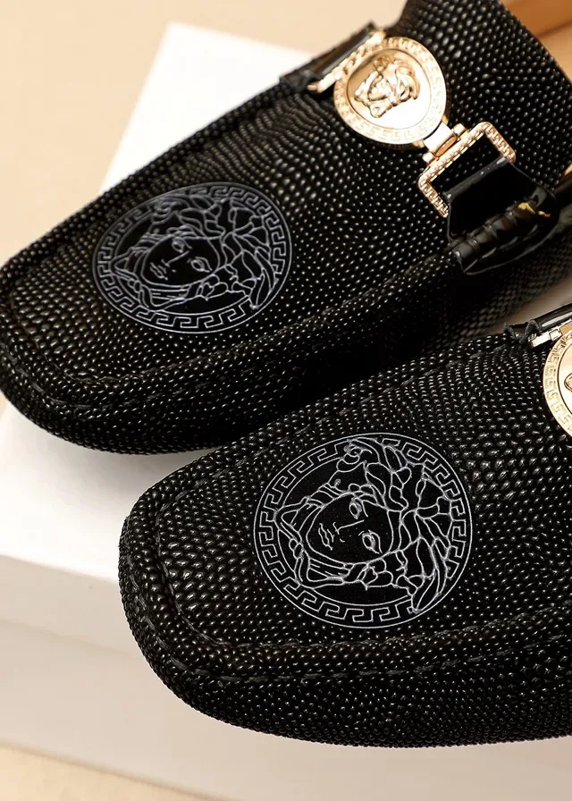 Versace Medusa Loafer Black Textured Leather Loafers 5