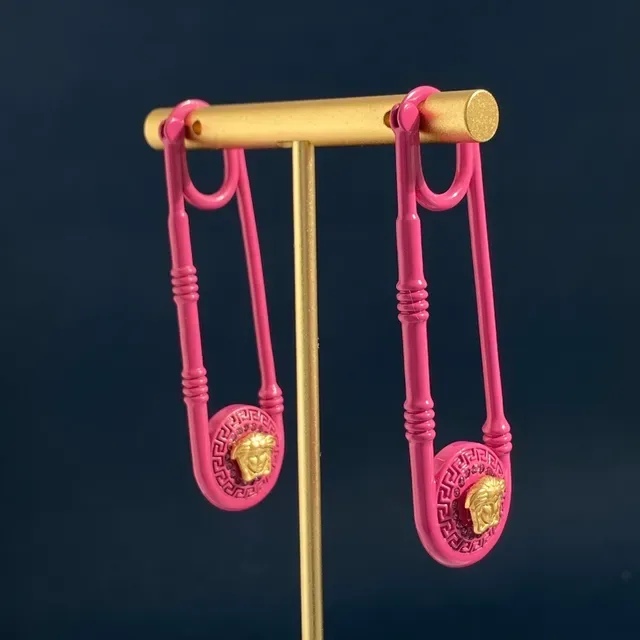 Versace Medusa Safety Pin Boucles d'oreilles Rose et Or 3