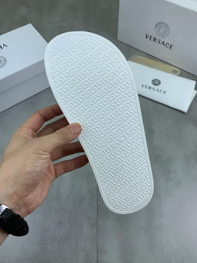 Versace Medusa Slide Black Molded Rubber Single Strap Slippers 3