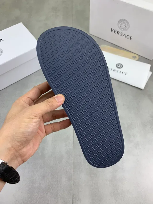 Versace Medusa Slide Black Molded Rubber Single Strap Slippers 4