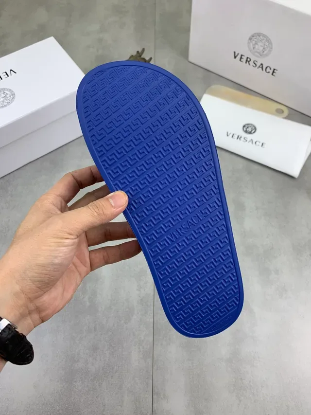 Versace Medusa Slide Black Molded Rubber Single Strap Slippers 5