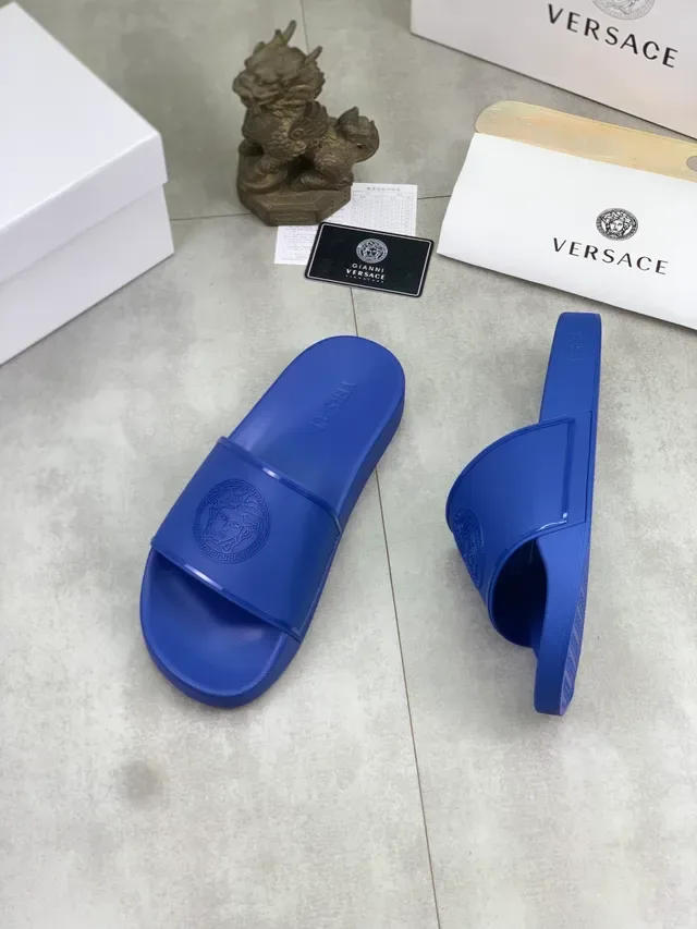 Versace Medusa Slide Black Molded Rubber Single Strap Slippers 10