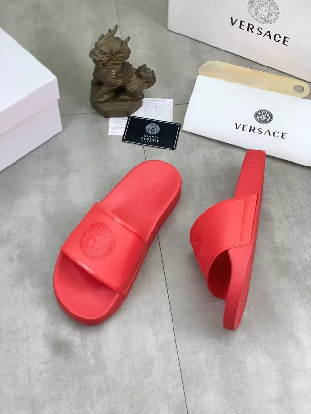 Versace Medusa Slide Black Molded Rubber Single Strap Slippers 11