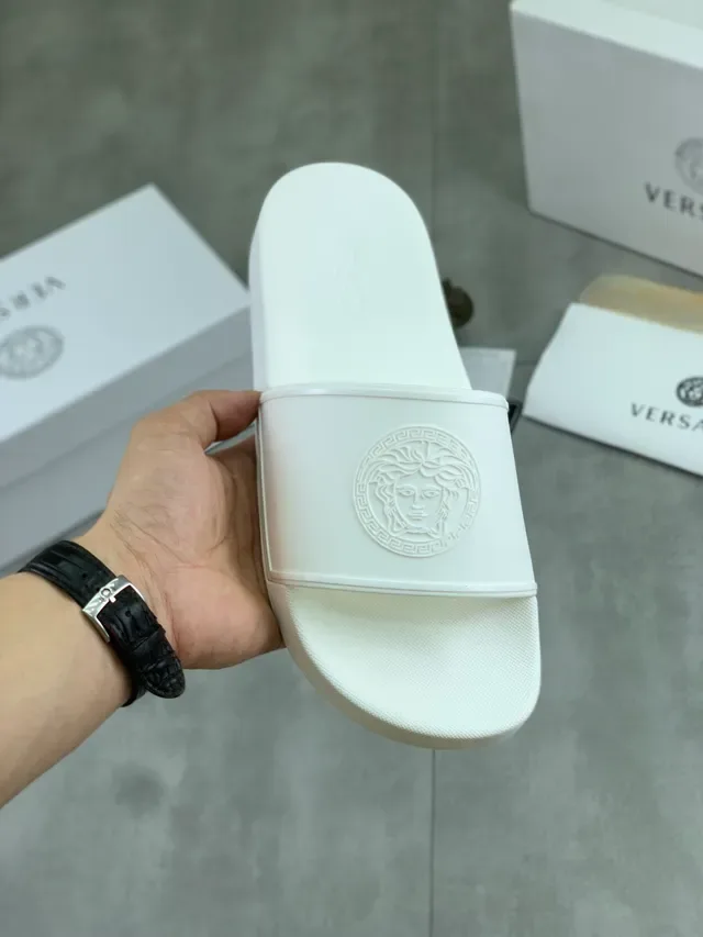 Versace Medusa Slide Black Molded Rubber Single Strap Slippers 13