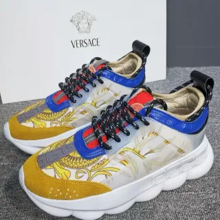 Versace बहुरंगी नक्काशीदार तलवा पारदर्शी मुद्रित जाल ऊपरी मोटी स्नीकर्स