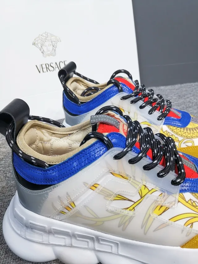 Versace Multicolor Sculpted Sole Translucent Printed Mesh Upper Chunky Sneakers 2