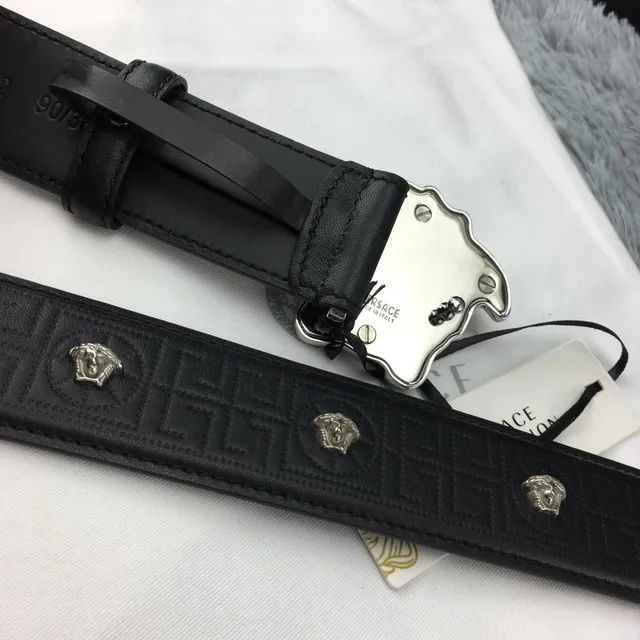 Versace Odissea Greca Medusa Black Leather Belt 2