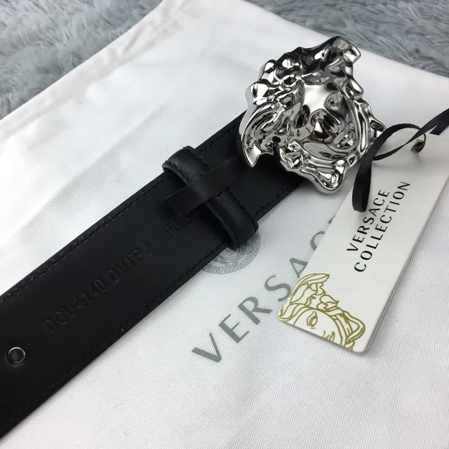 Versace Odissea Greca Medusa Black Leather Belt 3