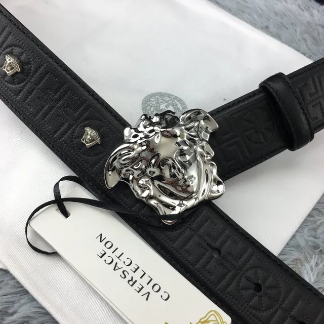 Versace Odissea Greca Medusa Black Leather Belt 4