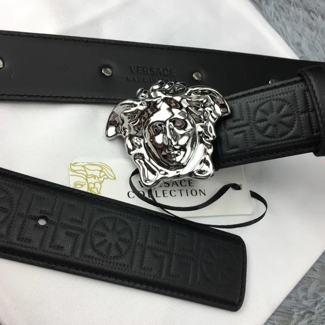 Versace Odissea Greca Medusa Black Leather Belt 5