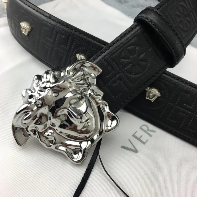 Versace Odissea Greca Medusa Black Leather Belt 7