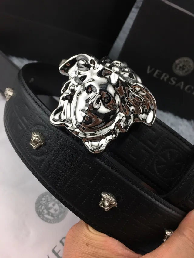 Versace Odissea Greca Medusa Black Leather Belt 8