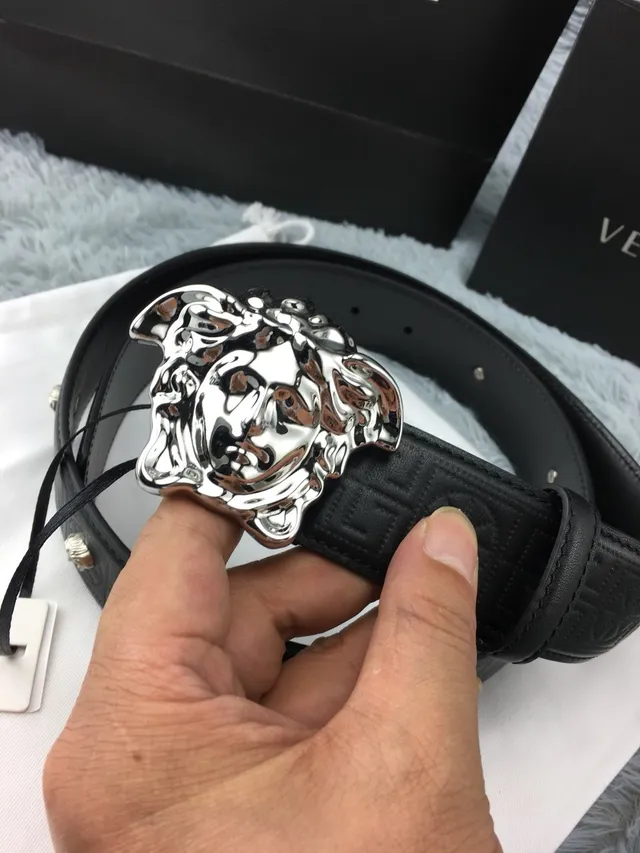 Versace Odissea Greca Medusa Black Leather Belt 9