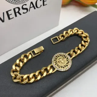 Versace Odissea Medusa Head Pavé Crystal Curb Chain Pulsera