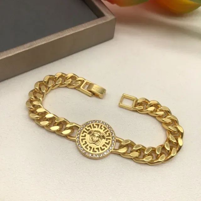 Versace Odissea Medusa Head Pavé Crystal Curb Chain Bracelet 2
