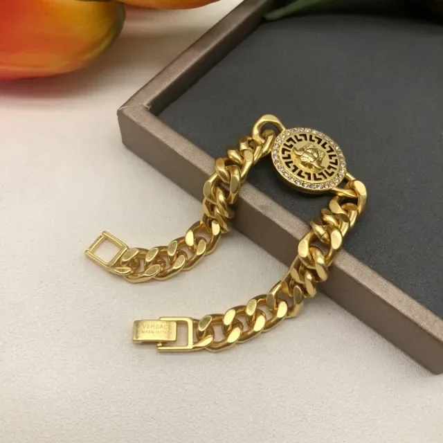 Versace Odissea Medusa Head Pavé Crystal Curb Chain Bracelet 3