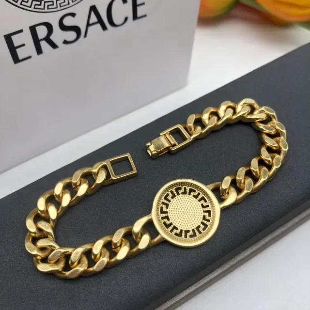 Versace Odissea Medusa Head Pavé Crystal Curb Chain Bracelet 5